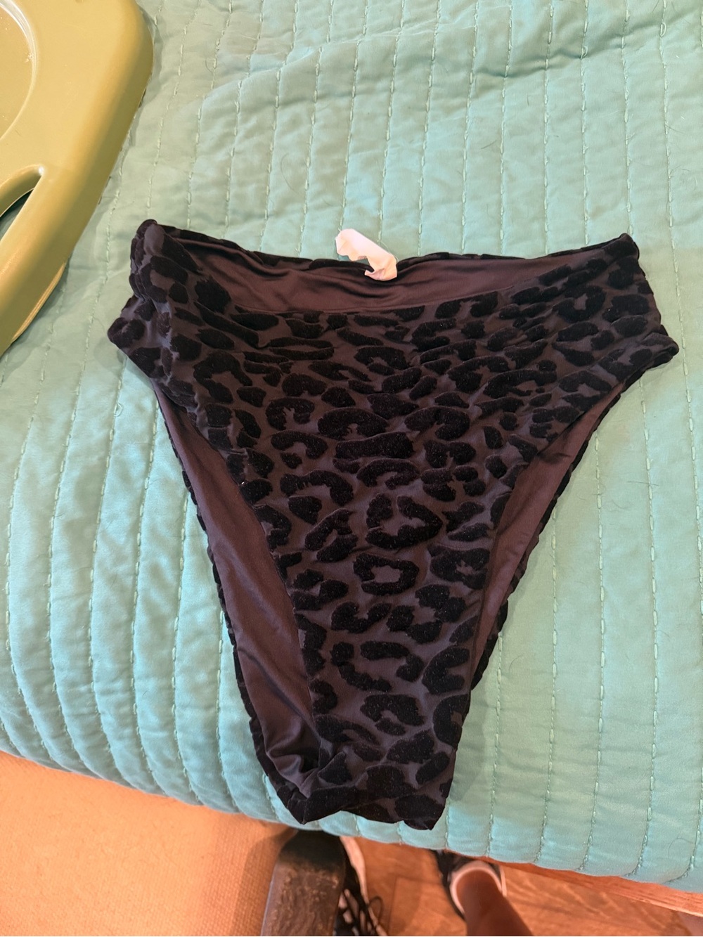 Toluca Black Leopard Velvet High-Waist Bikini Panty